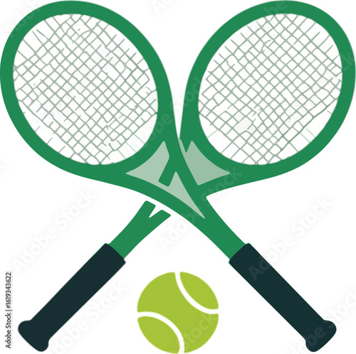 Crossed tennis racquets and ball icon sport equipment  style vector illustration EPS file download