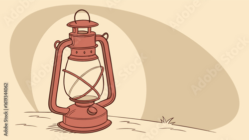 Vintage kerosene lantern illustration isolated on white background, depicting a classic source of light and illumination with a rustic and antique design, perfect for adding a retro touch