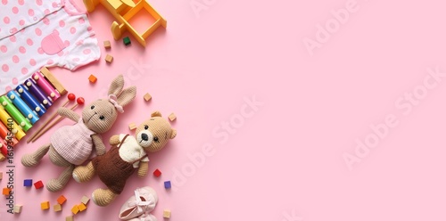 Different toys and baby bod...