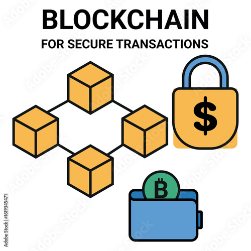 Blockchain Cryptocurrency Security Vector – Digital Wallet & Secure Transaction Concept Illustration