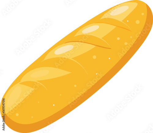 baguette loaf with a golden crust and flour dusting on transparent background
