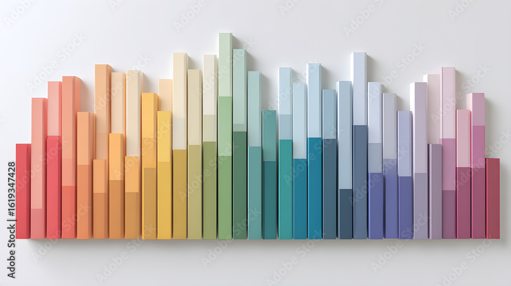 Obraz premium Rainbow Pastel Chart on White Background