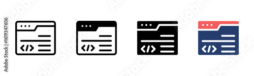 Website Coding icon sheet multiple style collection