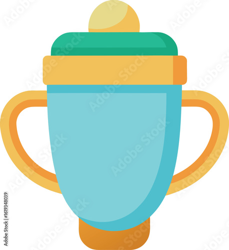 sippy cup with two side handles on transparent background