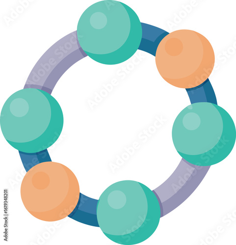 teething ring with textured silicone beads on transparent background
