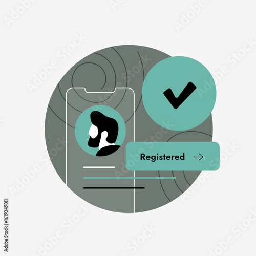 Mobile app registration with secure user account setup simplifies sign up and authentication. Mobile app registration supports profile creation and access management vector illustration