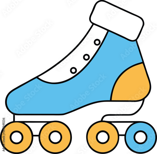 rollerblades with wheels and brake pad on transparent background