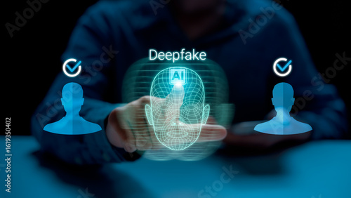 AI-generated deepfake identity concept showing human face replication and digital impersonation risk, raising cybersecurity concerns in biometric verification and personal data protection systems.
