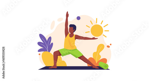 Man doing yoga outdoors, perfect for wellness websites and brochures.