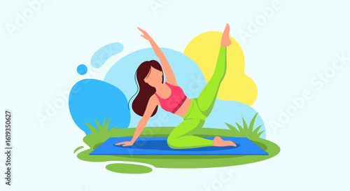 Woman doing yoga outdoors: perfect for fitness websites, blogs, and health publications.