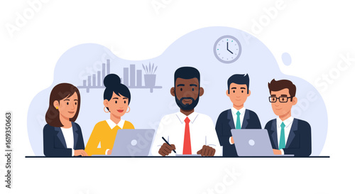 Diverse Business Team Collaboration: Illustration for Website or Brochure