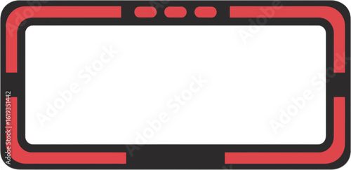 Rectangular frame with rounded corners red and black accents border rectangle