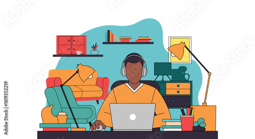 Person working from home on laptop, ideal for remote work, freelance, and work-life balance articles.