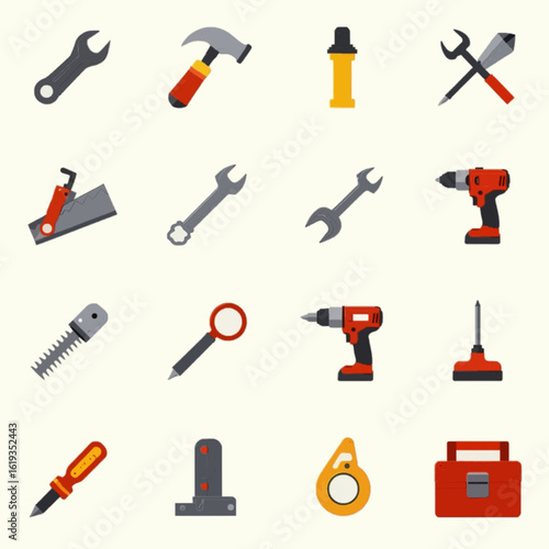 A set of modern industry-themed vector icons, covering manufacturing, logistics, machinery, production, energy, and factory technology