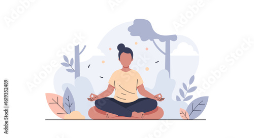 Person meditating outdoors, perfect for wellness websites, brochures, or mindfulness apps.