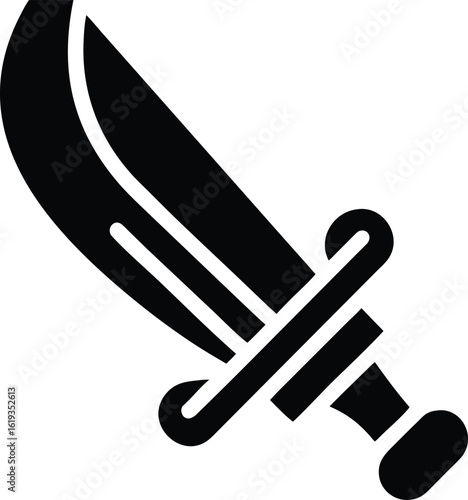 Black stylized saber icon