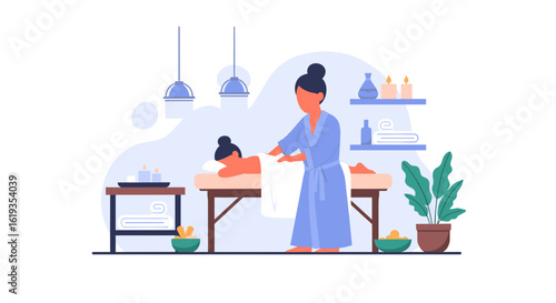 Spa treatment illustration: Perfect for wellness websites, brochures, and social media.