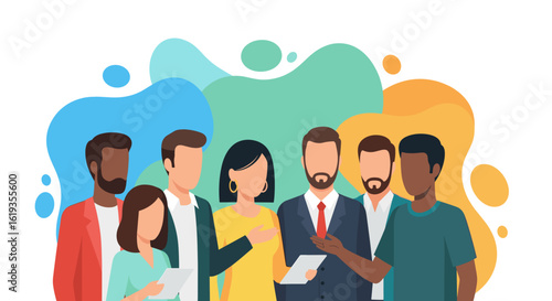Diverse group of professionals collaborating, ideal for website banners, presentations, or brochures.