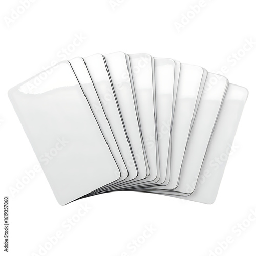 Blank white cards fanned out clean design concept