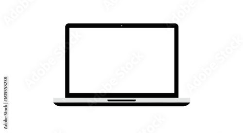 Digital device mockup template. Sleek laptop computer with an empty white screen for website or application presentation, isolated.