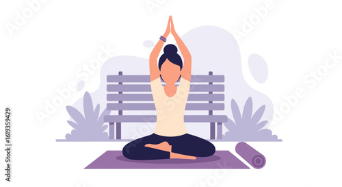Woman practicing yoga outdoors, perfect for wellness websites or brochures.