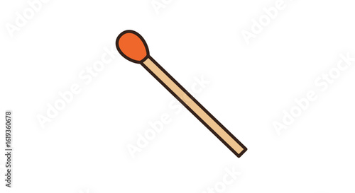 An illustration of an unlit matchstick with an orange tip.

