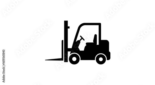 Forklift truck lifting cargo in industrial warehouse illustration