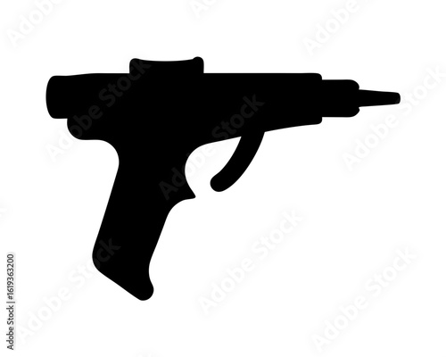 Sleek black silhouette of a futuristic science fiction ray gun blaster