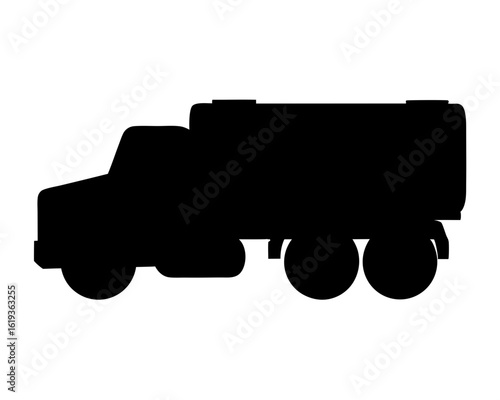 Silhouette of a tanker truck with trailer and multiple axles