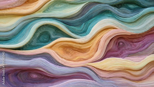 Abstract layered wavy design in pastel colors (1)