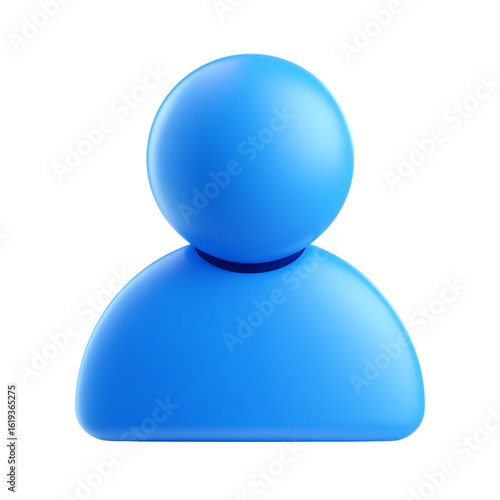 3d icon of a blue 3d user icon representing a person, isolated on transparent background