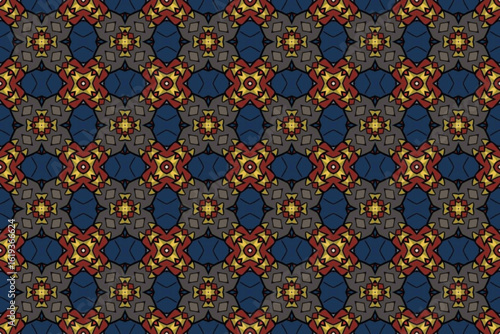 Seamless Fashion Graphic Cloth Texture Tile Luxury Fabric Wallpaper Template Digital Geometric Symmetric Decoration Endless Design Background Interior Visual Textile Art Perspective Shape Pattern.