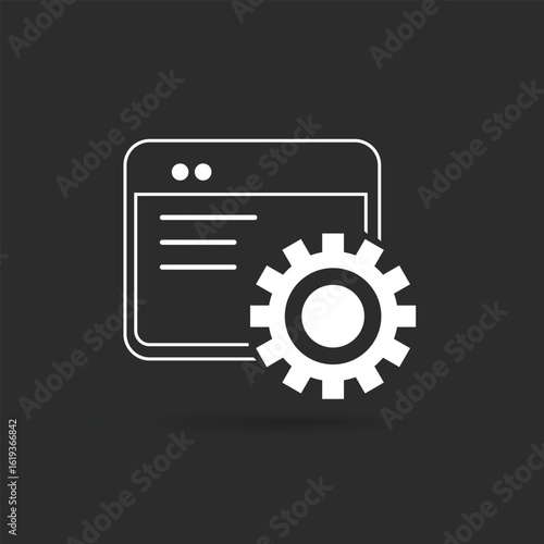 ERP system, Enterprise resource planning with black and white background. Business automation and innovation. Vector icon, ERP Software System for AI and Business