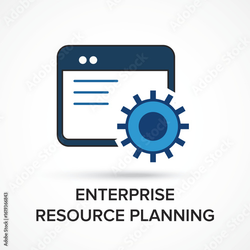 ERP system, Enterprise resource planning. Business automation and innovation. Vector icon, ERP Software System for AI and Business