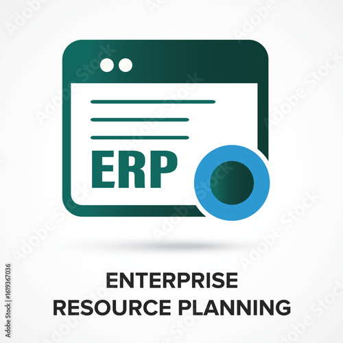 ERP, enterprise resource planning icon isolated, ERP Dashboard, AI and Business icon