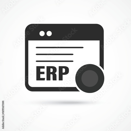 ERP, enterprise resource planning icon isolated solid outline on white background, ERP Dashboard, AI and Business icon