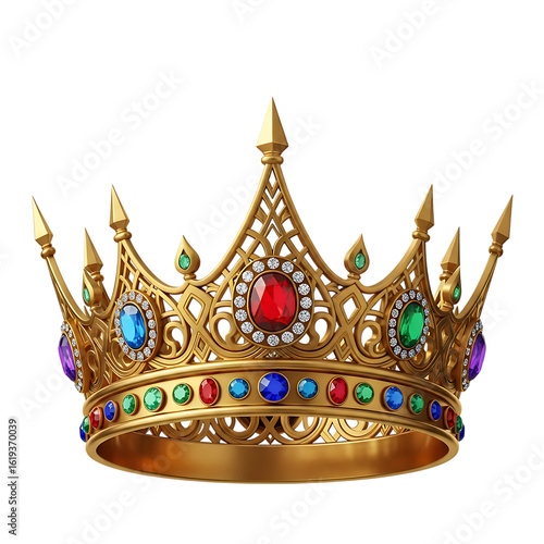 Wallpaper Mural Royal Gold Crown Adorned with Jewels Symbolizing Power and Authority in Exquisite Detail isolated on black background Torontodigital.ca