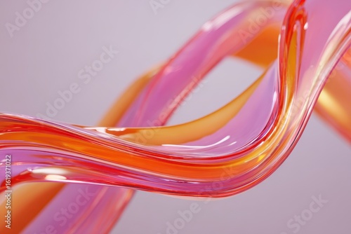 Abstract swirling ribbons of translucent, vibrant pink and orange
