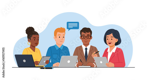 Diverse team brainstorming ideas together, perfect for website landing pages or business presentations.