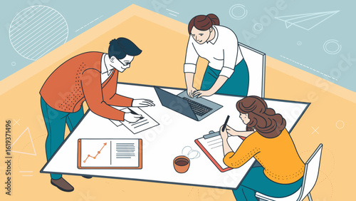 Teamwork, collaboration, and business meeting illustration. Perfect for websites, presentations, and marketing materials.