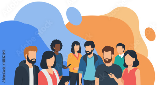 Diverse group of faceless people, perfect for website banners or brochures promoting teamwork and collaboration.