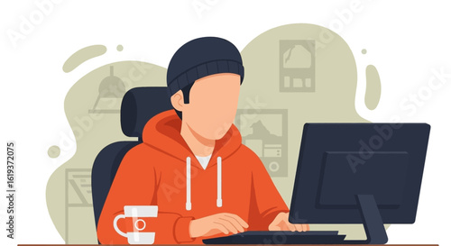 Person working on computer, perfect for website banners, blog posts or social media.