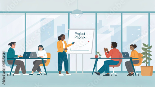 Diverse team brainstorming in a modern office, perfect for website banners or business presentations.