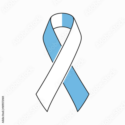 A light blue and white awareness ribbon, symbolizes support and hope.