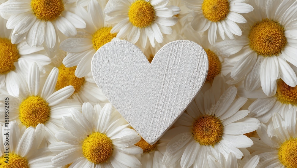 Obraz premium Daisies, Heart Shape Floral background. Use Romantic messages and gift cards