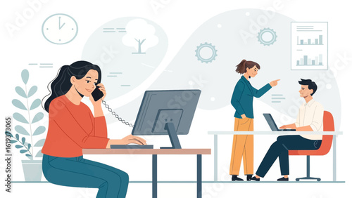 Teamwork in modern office, perfect for website banners and business presentations.