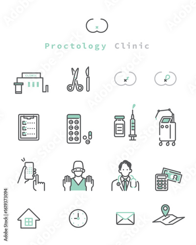 シンプル　イラスト　肛門科のイメージ アイコンセット