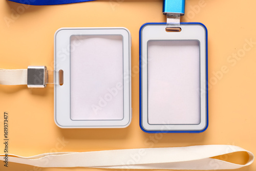 Blank badges on color backg...