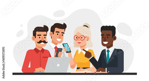 Diverse business team collaborating, perfect for website banners or marketing materials.