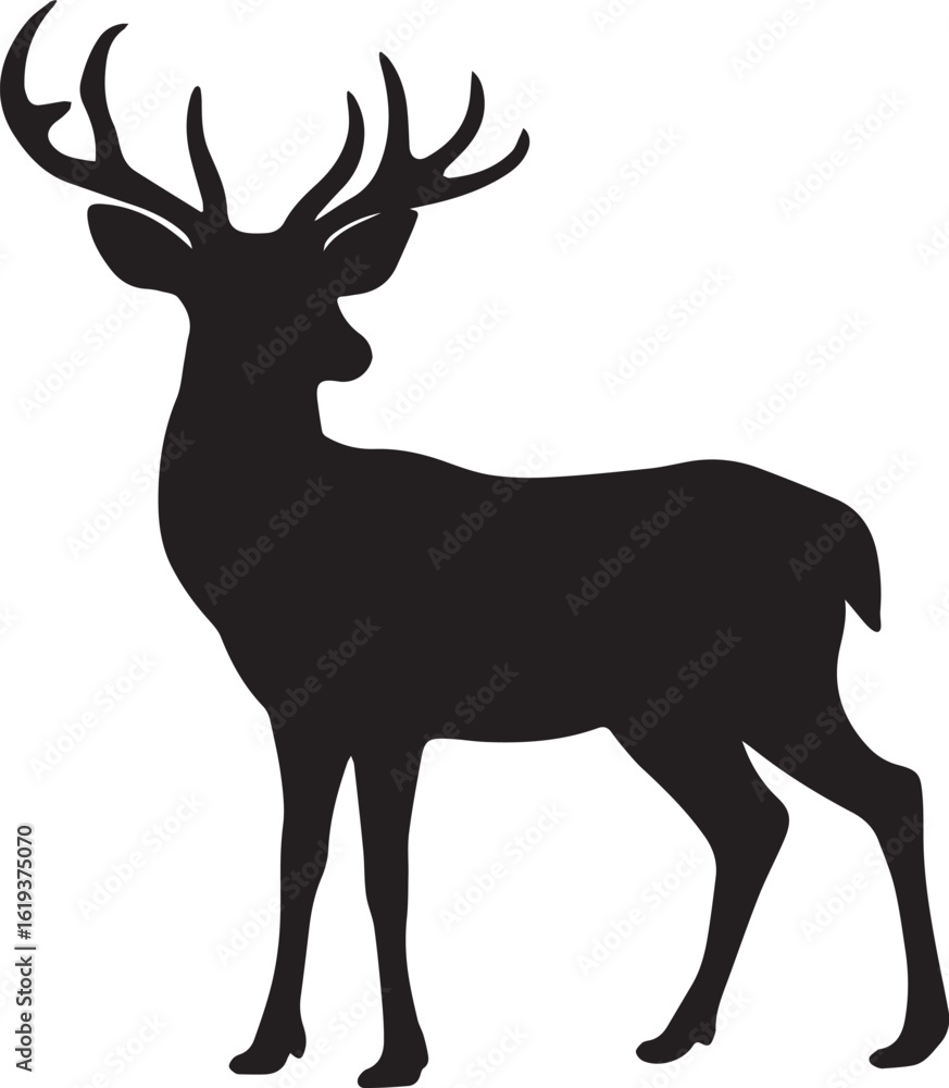 Fototapeta premium Buck reindeer silhouette vector illustration 